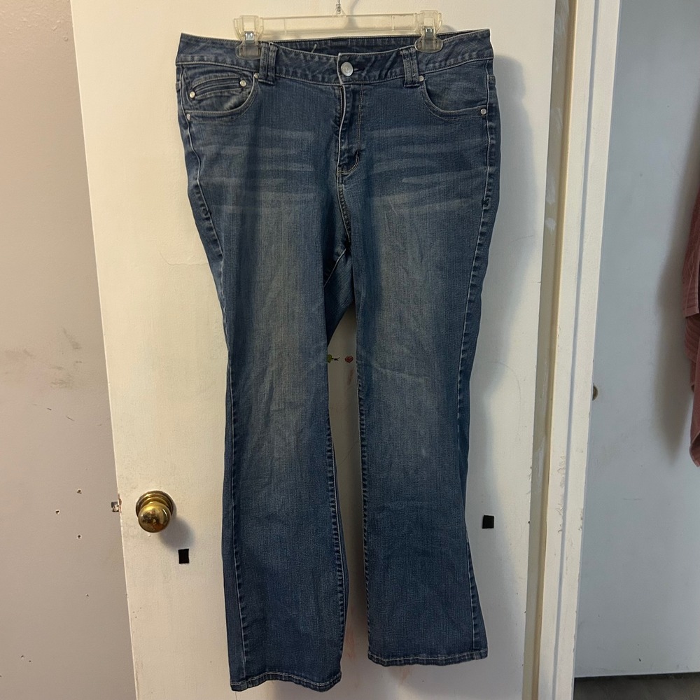 Lane Bryant Genius Fit Slim Boot Jeans Womens 18 Stretch Medium Wash Plus Size